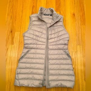 Lands End Medium Longer Puffer Vest Taupe